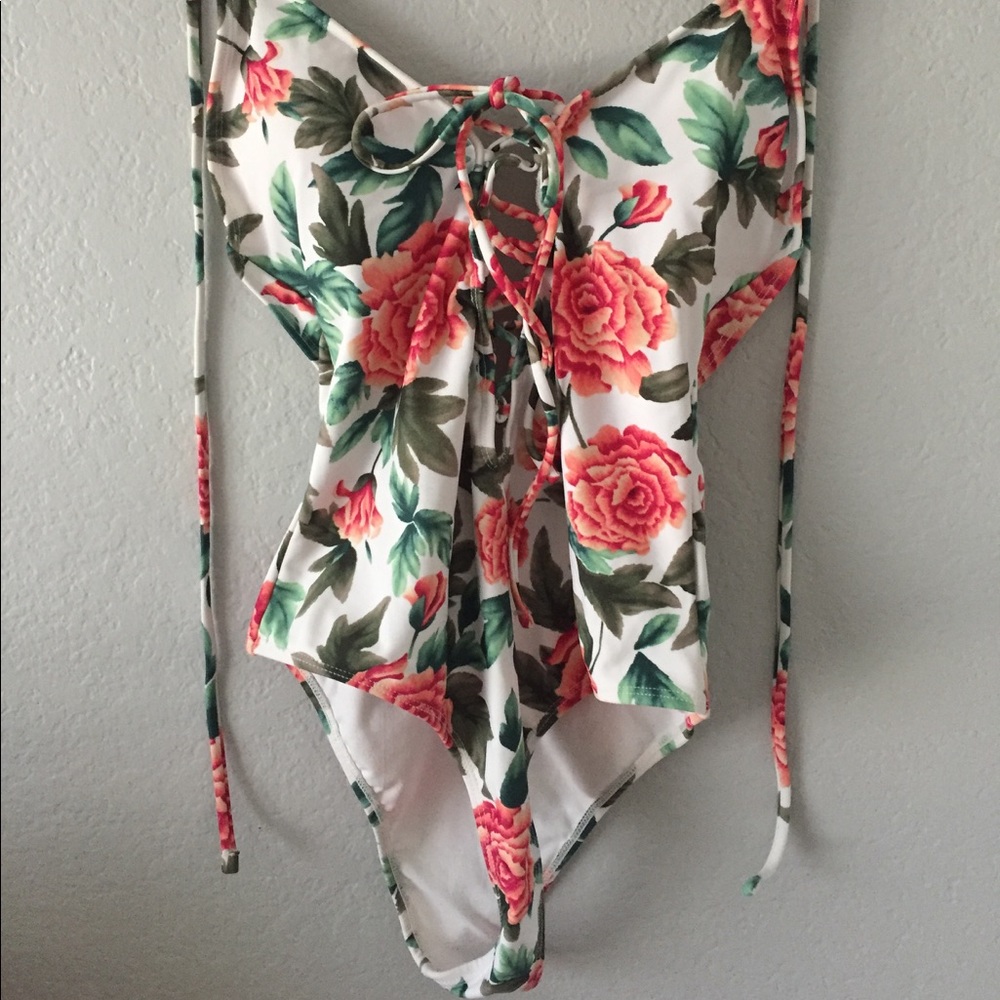 Floral one piece swim suit